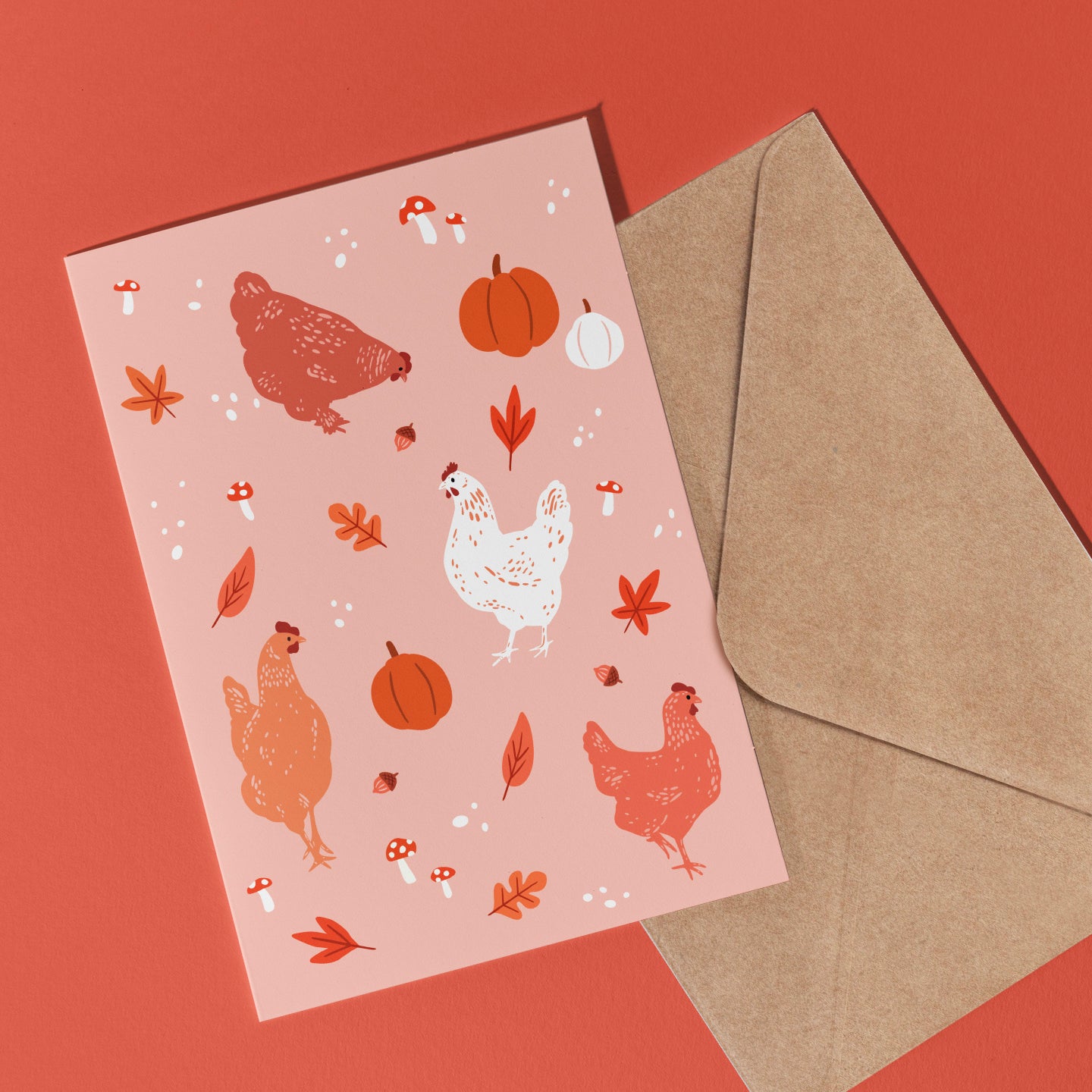 Carte de souhait - Poules d'automne
