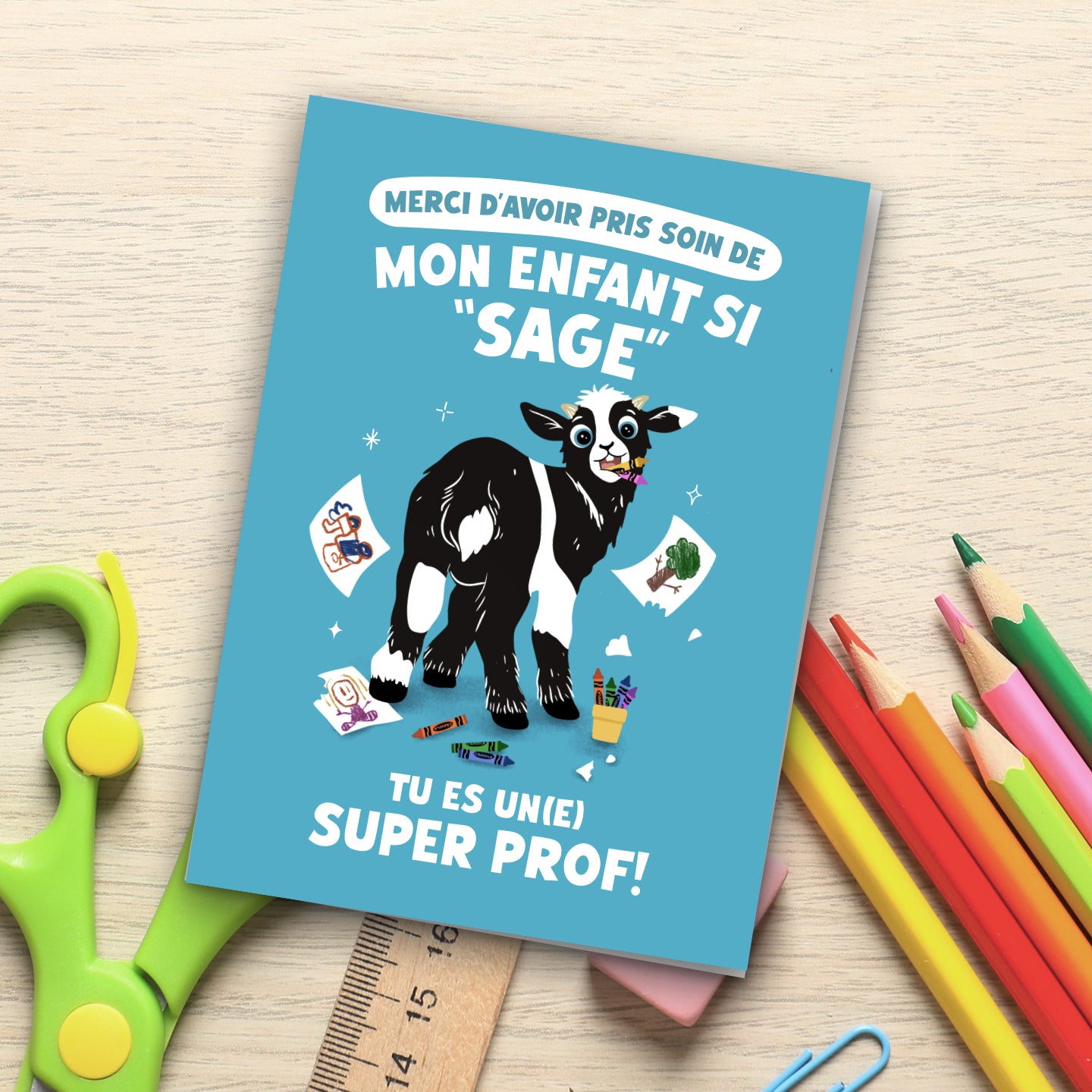 Carte de remerciement scolaire - Enfant "Sage"