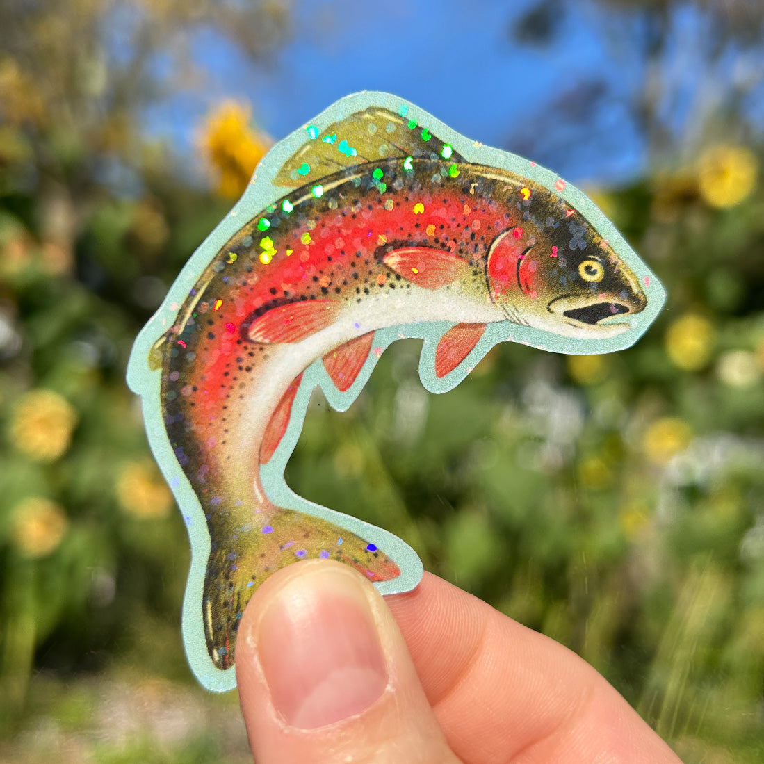 Autocollant en vinyle - Truite arc-en-ciel