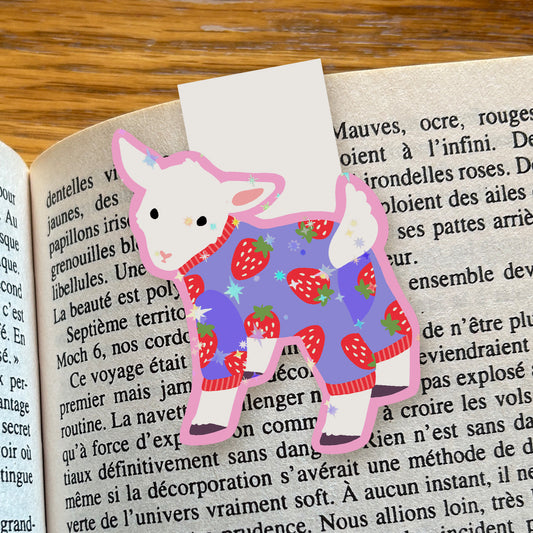 Signet magnétique - Chèvre en pyjama de fraise
