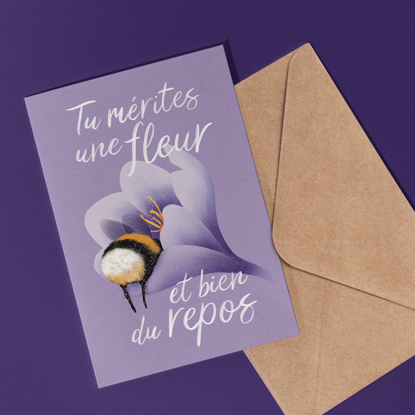Carte de souhait - Tu mérites une fleur et bien du repos