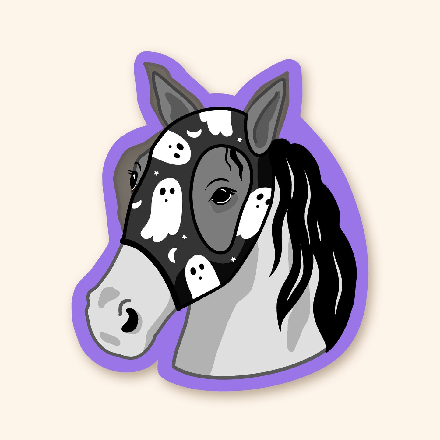 Autocollant en vinyle - Cheval Halloween Fantôme
