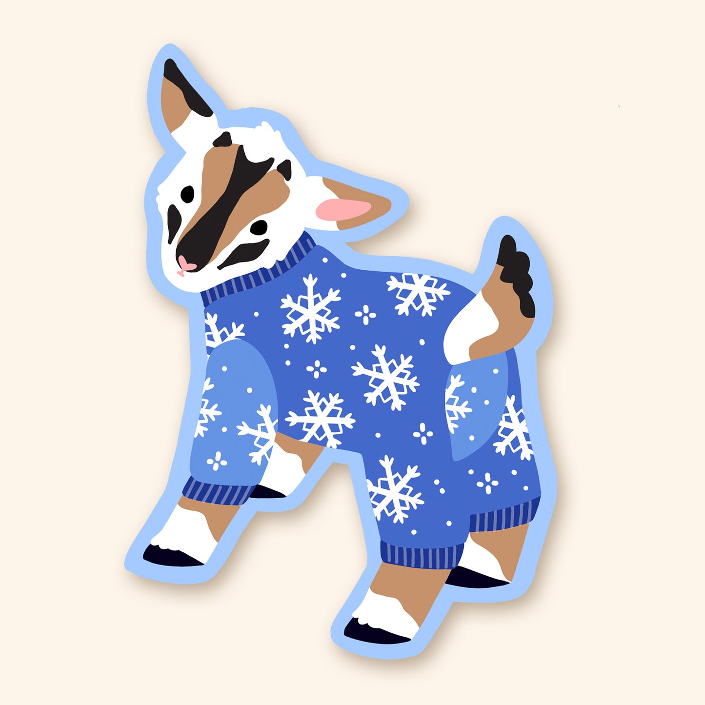 Autocollant en vinyle - Chèvre pyjama flocons