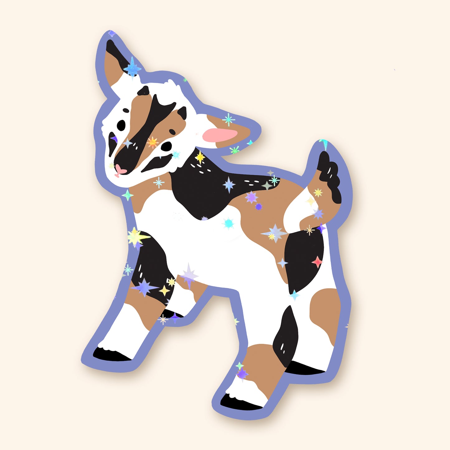 Autocollant en vinyle - Chèvre tricolore