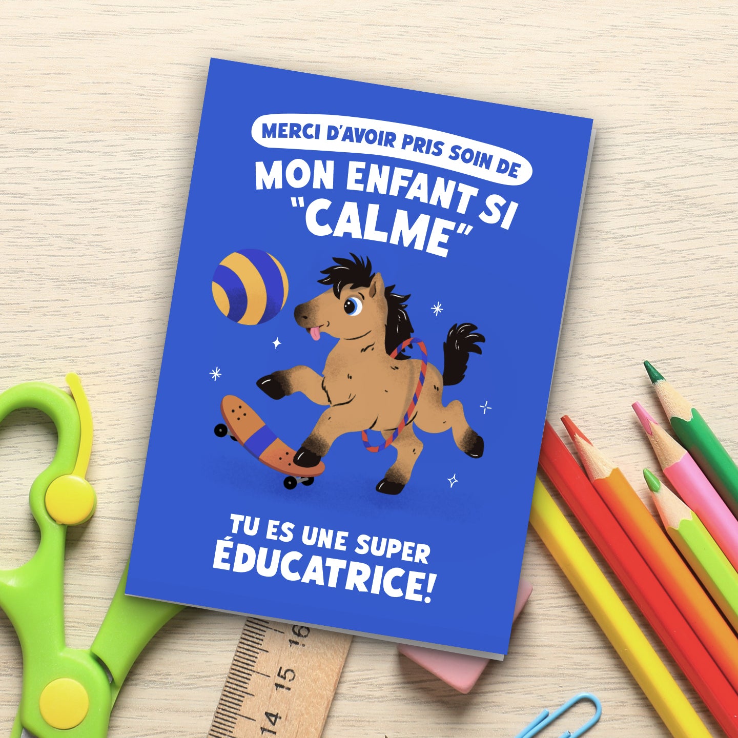 Carte de remerciement scolaire - Enfant "Calme"