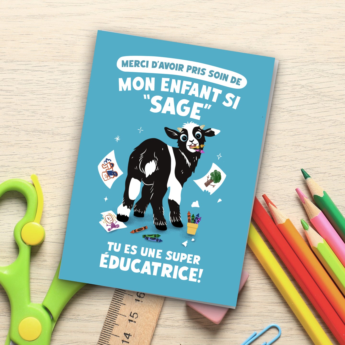 Carte de remerciement scolaire - Enfant "Sage"