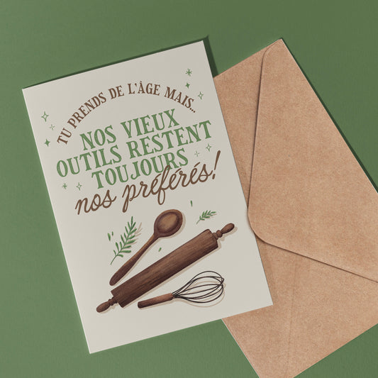 Carte de souhait - Nos vieux outils (de cuisine) restent toujours nos préférés!