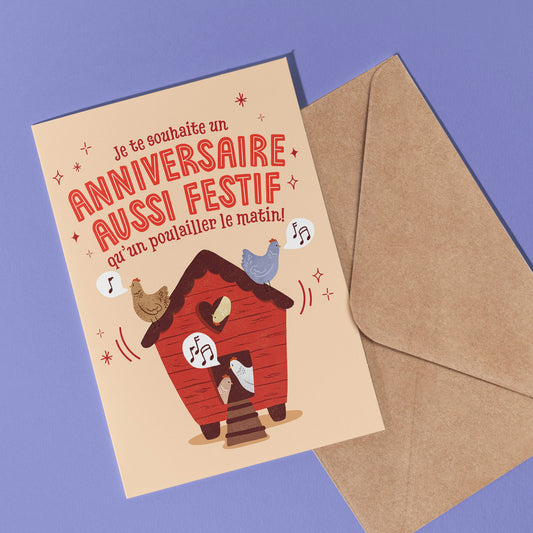 Carte de souhait - Anniversaire festif au poulailler