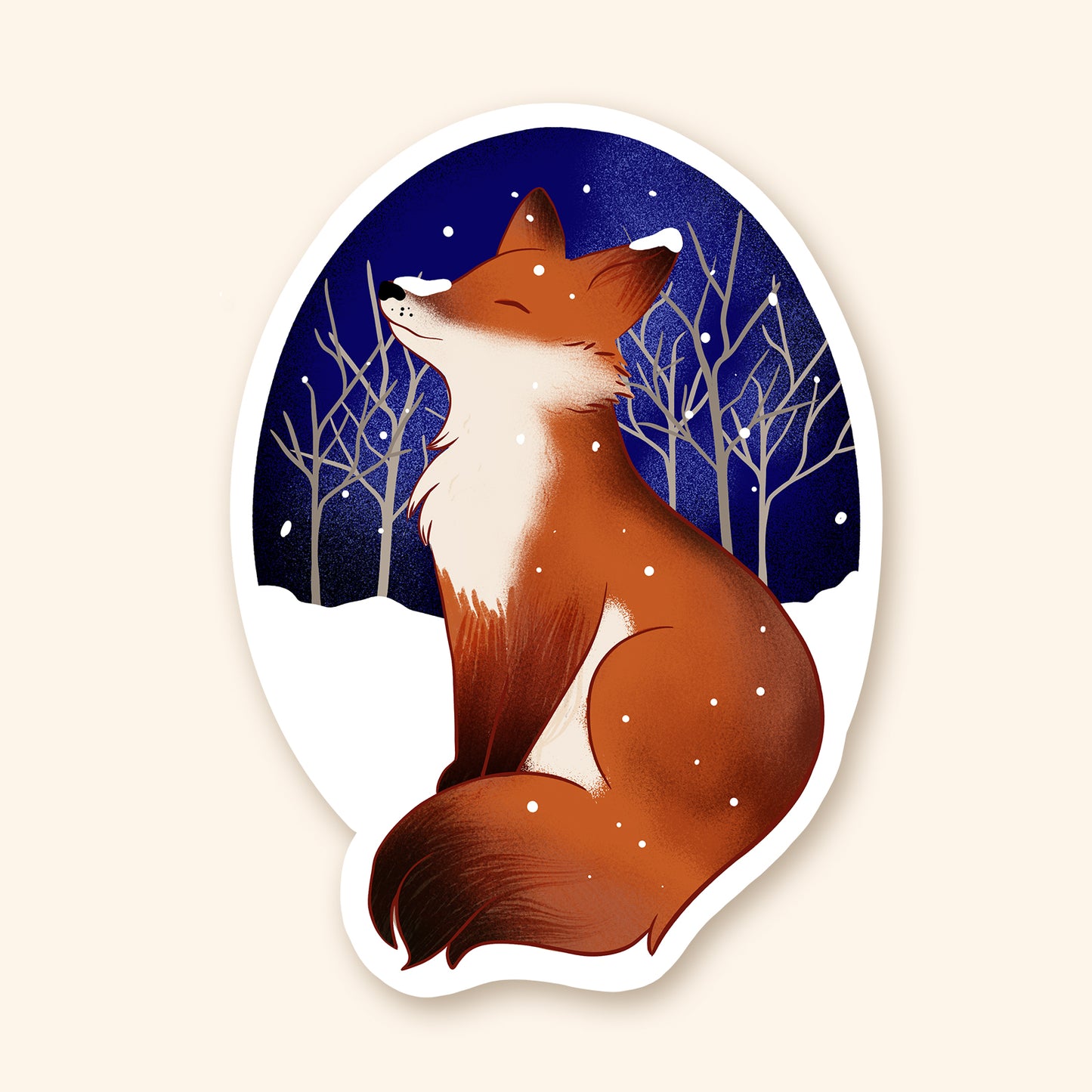 Autocollant en vinyle - Renard hivernal